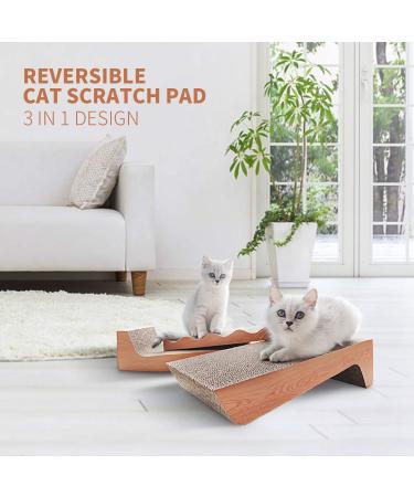 RUMUUKE Cat Scratcher Pad Cardboard Lounge Bed 3-Pack with Catnip - Durable Reversible Corrugated Scratching Pad - Buy Online on GoSupps.com