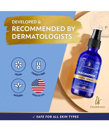 Double Sized Niacinamide Serum for Face Serum for Skin and Lips - Hydrating and Moisturizing Face Serum for All Skin Types (2Oz) by InstaSkincare - Buy Online on GoSupps.com