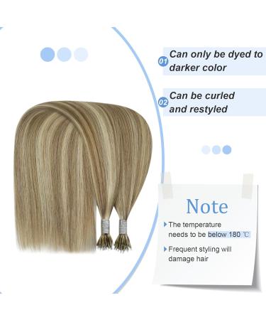 Youngsee 35cm Nanoring Hair Extensions - Real Light Brown & Platinum Blonde Highlights | 50g 1g/s Nano Ring Extensions - Buy Online on GoSupps.com