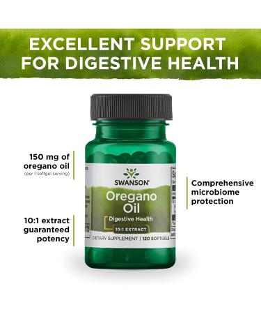 Swanson Oregano Oil 10:1 Extract Softgels - Promotes Digestive, Respiratory, and Urinary Tract Health - 120 Count, 150mg Each - Buy Online on GoSupps.com