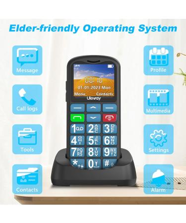 Uleway 4G Senior Cell Phone - Contract-Free Large Buttons SOS & Flashlight 1.7 LCD USB-C Charging Perfect for Seniors - Buy Online on GoSupps.com
