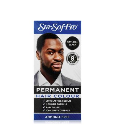 Sta Sof Fro Permanent Black Hair Dye for Men - Cream Formula Natural Black Hair Color