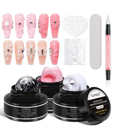 Supwee Solid nail extension gel builder nail modeling gel 3 colors clear white pink builder gel nails uv nail extension gel for nail salon 30g 140