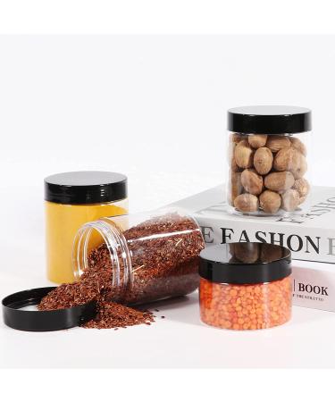 40 Pack 180ml Clear Plastic Jars with Black Lids | Refillable Round Containers for Slime & Beauty Products | Includes Pen & 80 Labels | 6oz - 40 Pack - Buy Online on GoSupps.com