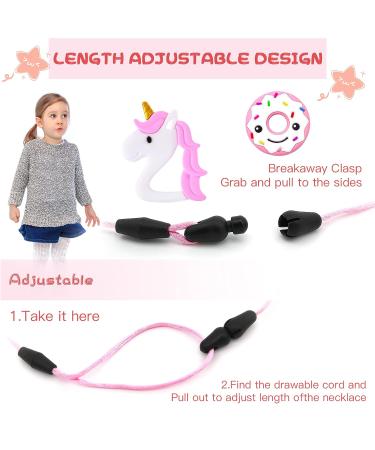 5 Pcs Unicorn Chew Necklace for Girls Kids - Silicone Teething Necklace for Baby | Sensory Oral Motor Aid with Autism ADHD - Pink - Buy Online on GoSupps.com