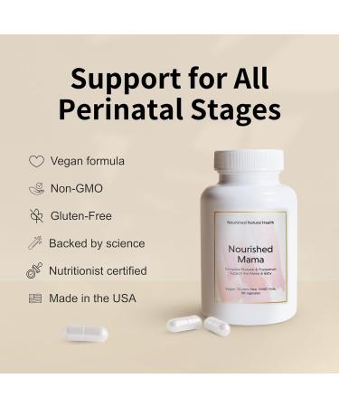 Nourished Mama Prenatal Multivitamin - Vegan Iron-Free Methylated Folate & Choline for Preconception Pregnancy Postpartum & Breastfeeding - 90 Count - Buy Online on GoSupps.com