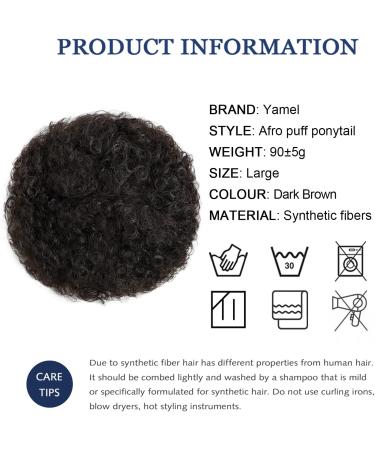 YAMEL Afro Puff Drawstring Ponytail Large Bun Extensions Dark Brown Synthetic Updo Hair Pieces for Black Women Dark Brown Large (Pack of 1) - Buy Online on GoSupps.com