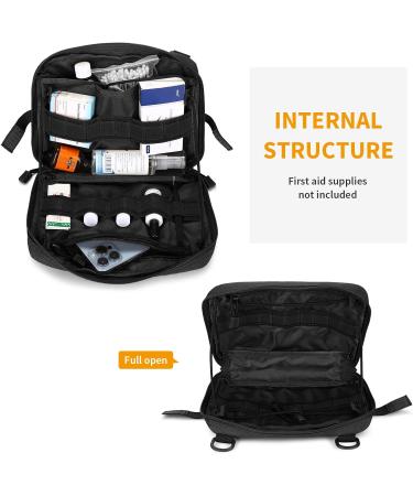 HuntVP Tactical First Aid Bag - Waterproof 1000D Molle Pouch with Red Cross Patch for Camping & Outdoor - Type 3 Black - Buy Online on GoSupps.com