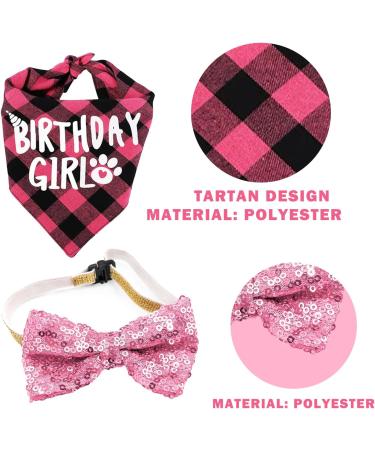 Dog Birthday Kit Dog Birthday Hat Bow Tie Band Pull Flag Scarf Number Stickers Cute Puppy Kitten Party Kit Reusable Suitable for Small Medium and Large Dog Pets(pink) - Buy Online on GoSupps.com