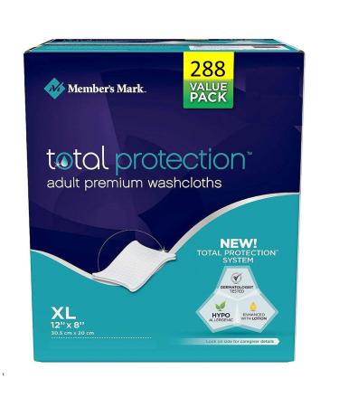Member's Mark Adult Premium Disposable Washcloth Value Pack 288 Count, 1 Pack, Blue