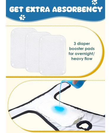 Petbank Reusable Dog Diapers | 3 Hygienic Washable Diapers for Bitches | Adjustable Fit & Diaper Boost Pads | Blue & Gray (Medium) - Buy Online on GoSupps.com