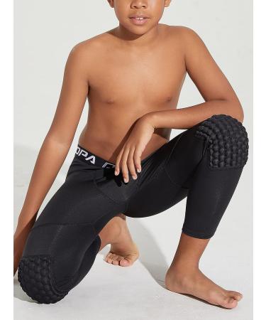 DEVOROPA Youth Boys' Compression Pants with Knee Pads - Black, Large - Buy Online on GoSupps.com