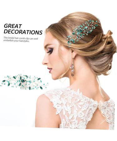 DRESSOOS wedding hair accessories bridal hair comb green hair comb lightweight hair comb bride headpiece wedding hair comb hair styling accessories side hair comb crystal headgear hairpin - Buy Online on GoSupps.com