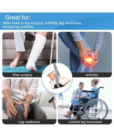 39 Inch Long Leg Lifter Strap for Hip & Knee Surgery Recovery - Mobility Aid for Bed, Car & Wheelchair - Gray - Buy Online on GoSupps.com