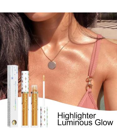 Liquid Highlighter for Face - Liquid Luminizer Sticks Waterproof Glow Liquid Highlighter Long Lasting Highlighter Shimmer for Cheeks 02# 1 count (Pack of 1) - Buy Online on GoSupps.com