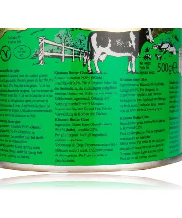 Khanum Graisse au beurre pure Ghee 500 g Graisse au beurre de qualit sup rieure pour r tir cuisiner et cuire | Parfait pour frire point de fum e lev sans additifs avec autocollant Kh l 500g (Einzelpackung) - Buy Online on GoSupps.com