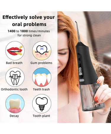 Water Flosser for Teeth Cleaning - 9 Modes Rechargeable Oral Irrigator with 4 Tips IPX7 Waterproof 350ML Tank - Best Dental Care for Home & Travel (Black - Buy Online on GoSupps.com