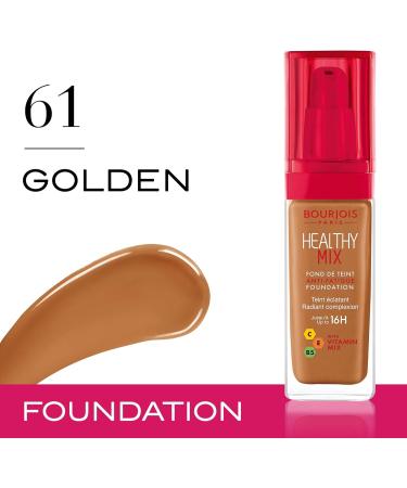 Bourjois Healthy Mix Anti-Fatigue Medium Coverage Liquid Foundation 61 Golden 30ml - Cappuccino Shade - Buy Online on GoSupps.com