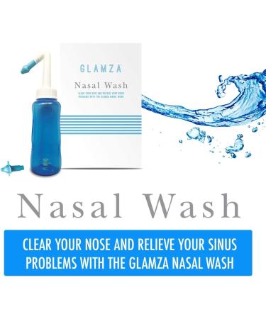 GLAMZA Neti Pot 300ml Sinus Rinse Bottle with Adult and Child Attachments - Complete Nasal Irrigation (300ml) - Buy Online on GoSupps.com