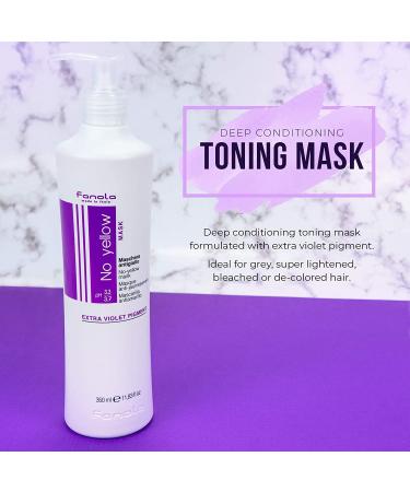 Fanola No Yellow Mask 11.8 oz - Anti-Brass Purple Hair Toner for Blonde, Silver, Gray Hair - Remove Yellow Tones & Brassiness - 11.83 Fl Oz - Buy Online on GoSupps.com