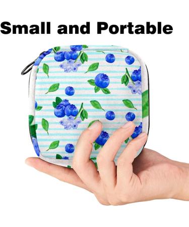 Blue Striped Portable Zipper Napkin Storage Bag for Teen Girls & Women - Stylish & Functional - Buy Online on GoSupps.com