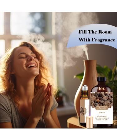 Myrrh Essential Oil Set - 4 Fl Oz & 10ML Roll On for Diffusers Home Fragrance SPA Gifts | Pure Myrrh Oil for Aromatherapy Massage DIY Soap & Cleaning - Buy Online on GoSupps.com