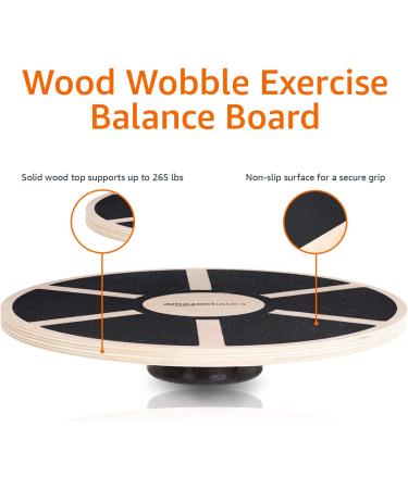 Amazon Basics Wood Wobble Balance Board - Black | Exercise Fitness Trainer - Buy Online on GoSupps.com