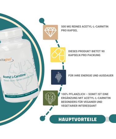 Vitamplex Acetyl L-Carnitine Capsules 500mg - High Dose Amino Acid Supplement - 90 Tablets for Enhanced Workout Performance - Premium Food Supplement - Buy Online on GoSupps.com