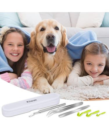 Kiiwah 6pcs Tick Remover Tool Set for Humans and Pets - Stainless Steel Tick Tweezers and Plastic Tick Hook in Storage Box - Buy Online on GoSupps.com