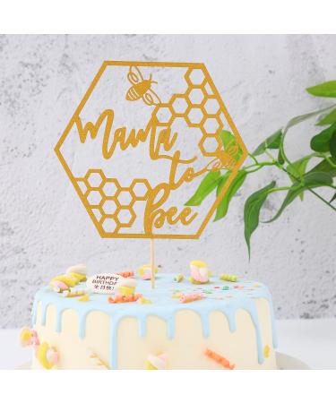 Mama To Bee Cake Topper - Gold Bee Theme Baby Shower Cake Topper Gender Reveal Party Supplies Pregnancy Announcement - Buy Online on GoSupps.com