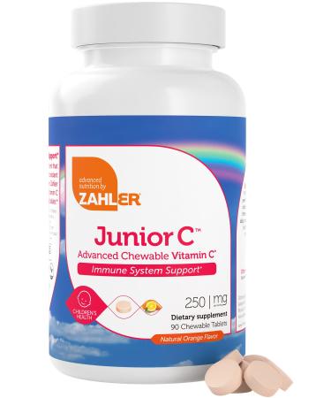 Zahler Junior C Advanced Chewable Vitamin C for Kids - Immune Support Kids Vitamins in Delicious Orange Flavor - Kosher Kids Vitamin C for Immunity - Vitamin C Chewable Antioxidant - (90 Count) 90 Count (Pack of 1)