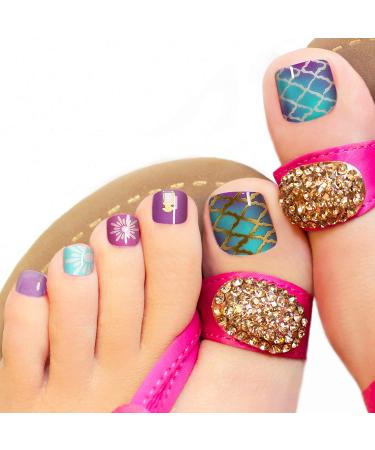 Glitter Toe Nail Stickers - 352 Pieces/16 Sheets, Self-Adhesive Toenail Wraps for DIY Manicure with 2 Nail Files - Buy Online on GoSupps.com