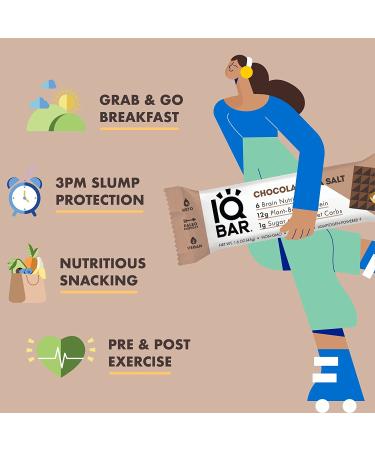 IQBAR Chocolate Sea Salt Keto Protein Bars - 12-Count Energy Bars, Low Carb, High Fiber Vegan Snacks - Meal Replacement Bars with Low Sugar - Vegan Friendly - Buy Online on GoSupps.com