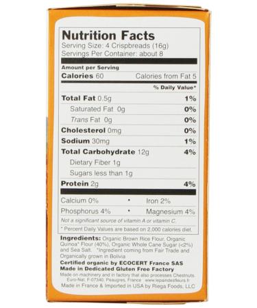Pain des Fleurs Quinoa Crispbread - 4.4 Ounce Pack of 1 | Gluten-Free Snack - Buy Online on GoSupps.com