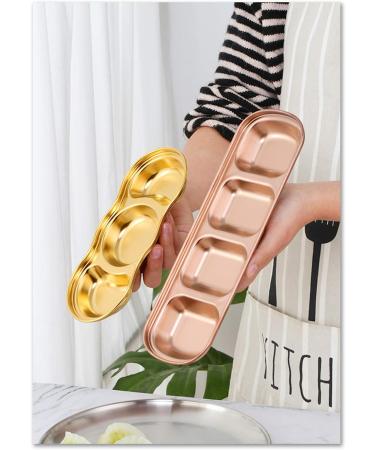 Sauce Dipping Saucer Sauce Dipping Bowls Four Grid 304 Stainless Steel Durable Seasoning Plate Appetizer Plates Serving Dish Household Fruit Snack Plate Condiments Server Dishes Soy Sauce Bowl - Buy Online on GoSupps.com