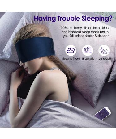 100% Silk 3-in-1 Heated & Cold Therapy Eye Mask for Sleeping - Navy Blue - Buy Online on GoSupps.com