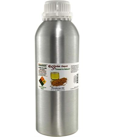 Essential Depot Ricebran Oil - 1kg - Approx. 2.2 lbs. - GC/MS Tested - in Aluminum Jar with HDPE Plug and Tear Strip Safety Sealed Resealable Cap