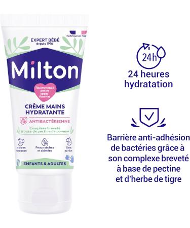 Antibacterial Moisturizing Hand Cream | 50ml | Milton | Protective Barrier | Sensitive Skin | Moisturizes and Protects | 24 Hours of Hydration | From 3 Years | Made in France - Buy Online on GoSupps.com