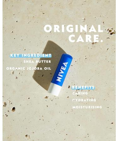 NIVEA Lip Balm Original Care (4.8g) Protective Lip Moisturiser with Shea Butter and Natural Oils Caring Lip Balm for 24h Moisture Care Melt-In Lip Care Original 1 count (Pack of 1) - Buy Online on GoSupps.com