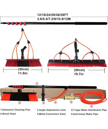 Water Fed Pole Kit 20-39ft Length Water Fed Brush Cleaning System 3-in-1 Aluminum Outdoor Window Cleaner Hose Cleaning Tool for Window Glass Extendable Cleaner Conservatory 55cmbrush-39FT/12M 39FT/12M 55cmbrush - Buy Online on GoSupps.com