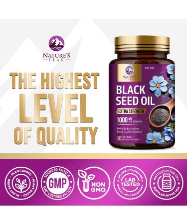 Black Seed Oil 1000mg - Premium Extra Strength Nigella Sativa Blackseed Oil - Black Seed Oil Skin Digestive Health & Immune Support - Non-GMO Antioxidant Gluten Free Supplement - 60 Softgels 60 Count (Pack of 1) - Buy Online on GoSupps.com