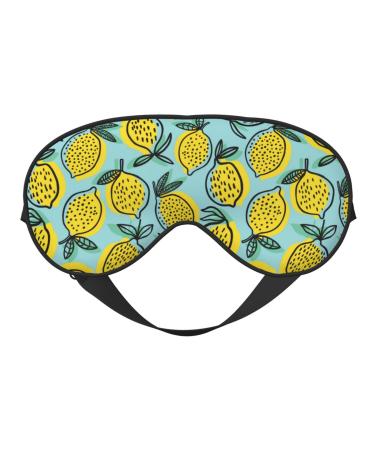 Lemon Print Sleep Eye Mask Blindfold with Elastic Strap Headband Soft Eye Cover Eyeshade for Night Sleeping Travel