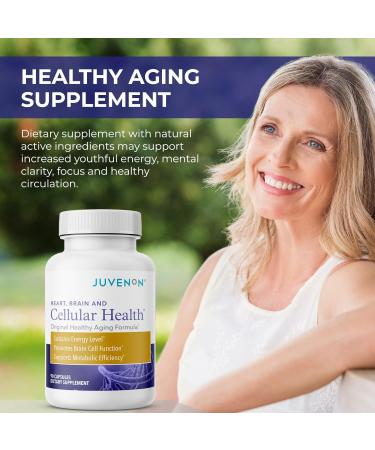 Juvenon Cellular Health | Heart & Brain Supplement with Acetyl L-Carnitine & Biotin | Supports NAD+ Energy Mood & Mental Focus - 90 Capsules - Buy Online on GoSupps.com