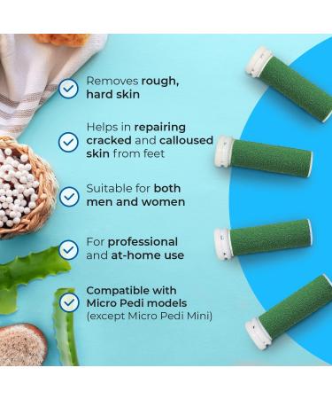 4-Pack Extreme Coarse Green Replacement Rollers for Emjoi Micro Pedi - Buy Online on GoSupps.com