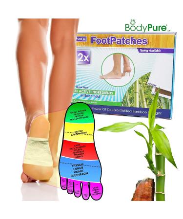 BodyPure2x Herbal Deep Cleansing Foot Pads w Tourmaline | Testing Available for Used Pads | All-Natural Bamboo Foot Patch | Takesumi Foot Patches | Twice The Potency | Sleep Deeper | Made in The USA
