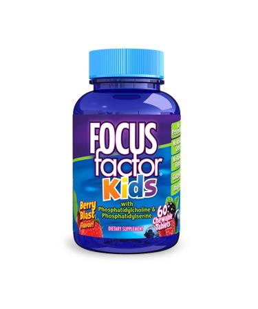 Focus Factor Kids Complete Daily Chewable Vitamins: Multivitamin & Neuro Nutrient (Brain Function) w/Vitamin B12  C  D3-60 Count 60 Count (Pack of 1)