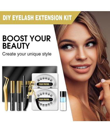 Cluster Lash Kit with Tools: DIY Eyelash Extension Set - 24 Pcs Mixed Soft Fiber, Eyelash Curler, Tweezers, Eyeliner, Lash Glue, Sealer & Remover - Waterproof - Home Use - Buy Online on GoSupps.com