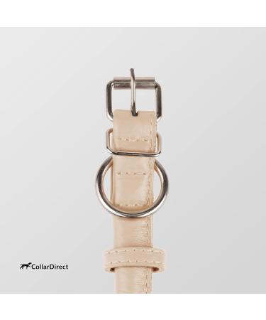 Collardirect Handmade Round Leather Dog Collar - Softly Padded & Stylish Fits Dogs & Cats (40-45 cm) - Available in Black Pink Red Purple Blue Beige - Buy Online on GoSupps.com