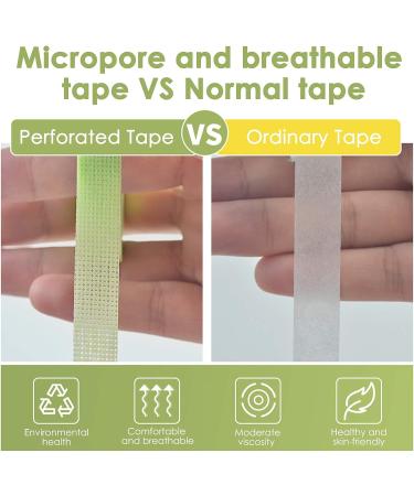 Eyelash Extension Tape Roll with Tweezers Set - Green Micropore Fabric Tape 0.5 Inch 10 Yards, 3 PCS Straight Pointed and Curved Silver Tweezers - Buy Online on GoSupps.com