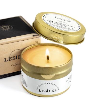 LESILES Scented Tin Candle Vegan Soy with Luxury Fragrance Oils Aromatherapy Candles 3.5oz 30hrs Long Burning Currant Leaf Cassis and Tomato (Berry Necklace)